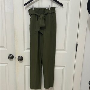 Kate Kasin High-Waisted Tie Pants size small olive green and 26” work pants